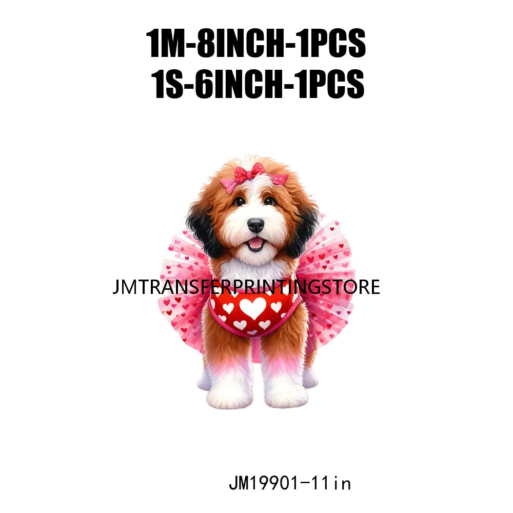 Puppy Valentine's Day Animal Love Cute Dog Heat Press Iron On DTF Heat Transfers Stickers Ready To Press For Shirts