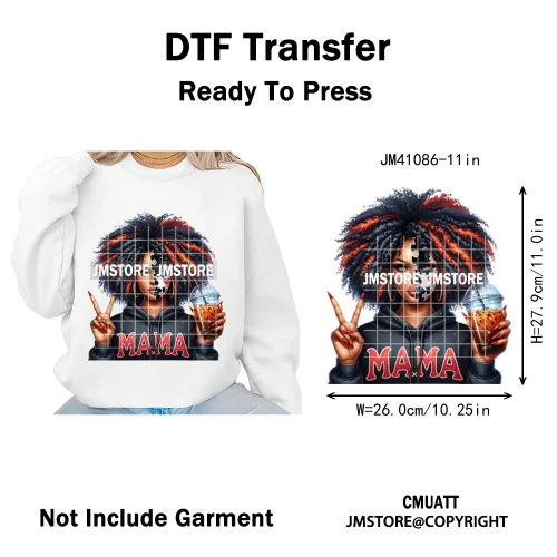 Horror Afro Mama Coffee Lover Scary Girly Killer Halloween Movie Iron on DTF Transfers Stickers Ready to Press for Textile Bags