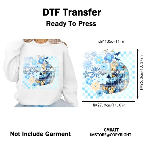 Preppy Coquette Halloween Floral Fall Pumpkin Spooky Season Iron on Washable DTF Transfers Stickers Ready to Press for Clothing