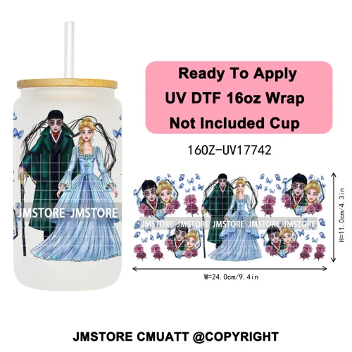 Horro Killer Witch Halloween UV DTF Cup Wrap Ready To Apply Transfer Stickers Waterproof 16OZ Tumbler Wraps For Libbey Glass Can
