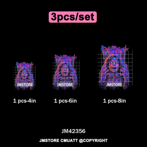 Retro Scary Horror Movie Halloween Costumes Spooky Season Iron on DTF Washable Transfers Stickers Ready to Press for Clothes Bag