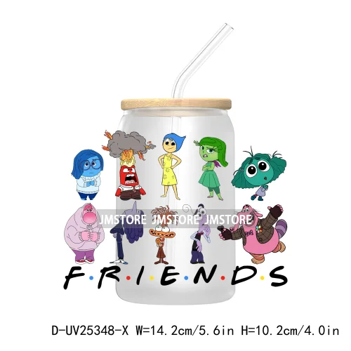 Cartoon Characters Emotions UV DTF Transfer Stickers Decals For Libbey Cold Cups Mugs Durable Custom Labels Mental Health Matter