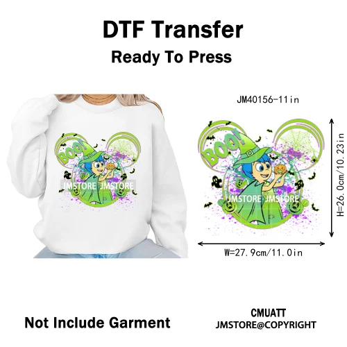 Colorful Cute Cartoon Animal Boo Skeleton Halloween Season Iron on DTF Washable Transfers Stickers Ready to Press for Textile