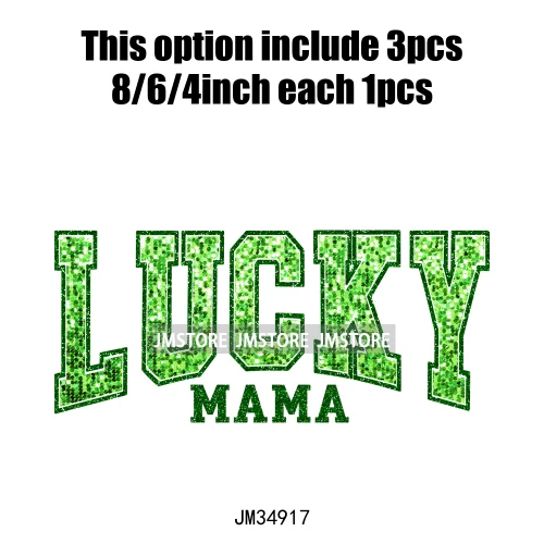 In My Lucky Era Faux Green Sequin Glitter St.Patrick's Lucky Charm Iron On DTF Transfers Stickers Ready To Press For Sweatshirts