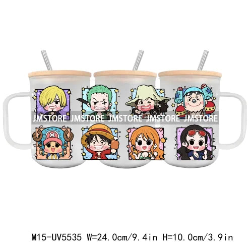 Cartoon Characters Best Friends UV DTF Sticker For 15OZ Mug Libbey Glass Cup Can Wrap Transfer Sticker Custom Labels DIY Logo