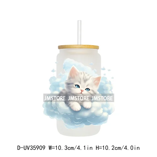 Dreamy Sleeping Baby Animals UV Sticker Decals For Libbey Cold Cups Mugs Tumbler Transfer Stickers Waterproof Top Quality Prints