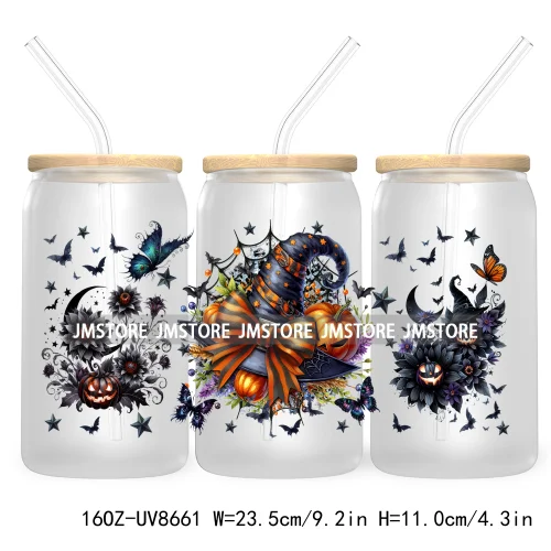 Spooky Witch Social Club UV DTF Cup Wrap For 16OZ Libbey Glass Cups Can Transfer Stickers Custom Labels Logo Halloween Season