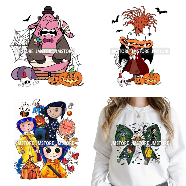 Funny Cartoon Movie Character Halloween Pumpkin Coquette Iron on DTF Washable Heat Transfer Stickers Ready to Press for Clothes