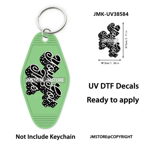Positive Quotes Books Coffee Lover Girly UV DTF Motel Keychain Decal Ready To Ship Transfer Stickers Prints For Hotel Keychain