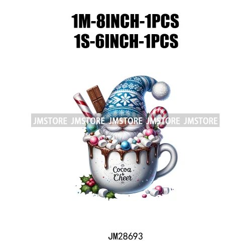 Winter Hot Cocoa Boy Cozy Gnomes Coffee Mug Tis The Season Happy Christmas Iron On DTF Heat Press Transfers Stickers For Clothes