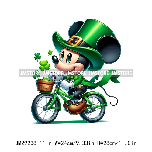 Cute Cartoon Character St Patrick's Irish Day Shamrock Lucky Vibes Iron On DTF Transfers Stickers Ready To Press For Hoodies