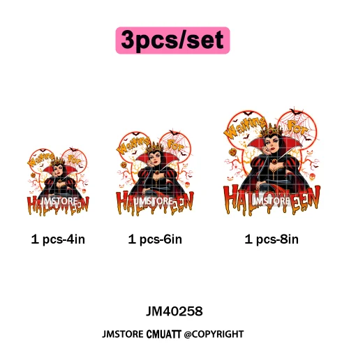Waiting For Halloween Coquette Bad Girls Friends Wicty Logos Iron on DTF Washable Transfers Stickers Ready to Press for Clothing