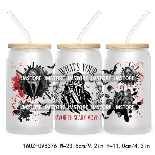 Spooky Vibes Coffee 16OZ UV DTF Cup Wrap Transfers Stickers Custom Labels Durable Waterproof Logo For Libbey Glass Can Halloween