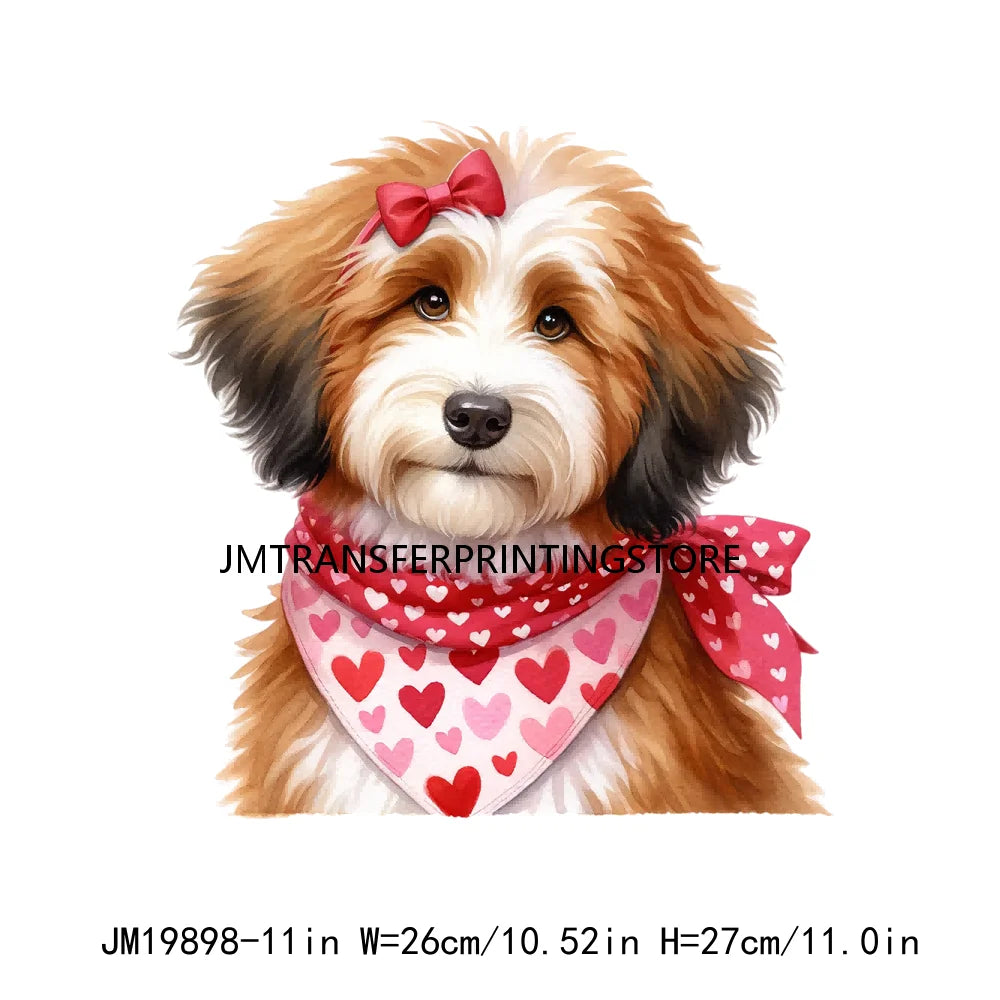 Puppy Valentine's Day Animal Love Cute Dog Heat Press Iron On DTF Heat Transfers Stickers Ready To Press For Shirts