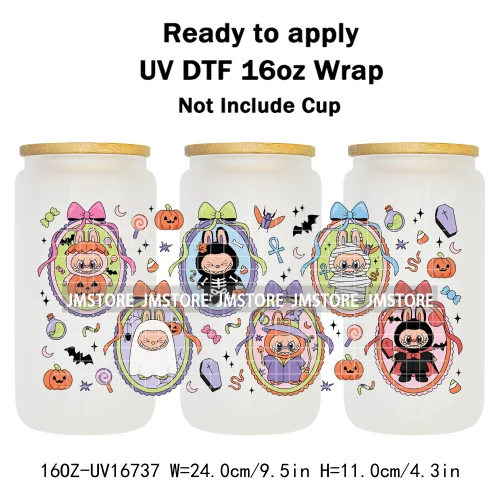 Witchy Laboo Girly Halloween Pumpkins UV DTF Stickers Ready To Transfer Cup Wrap Custom Labels For Libbey Can Glass Tumblers Mug