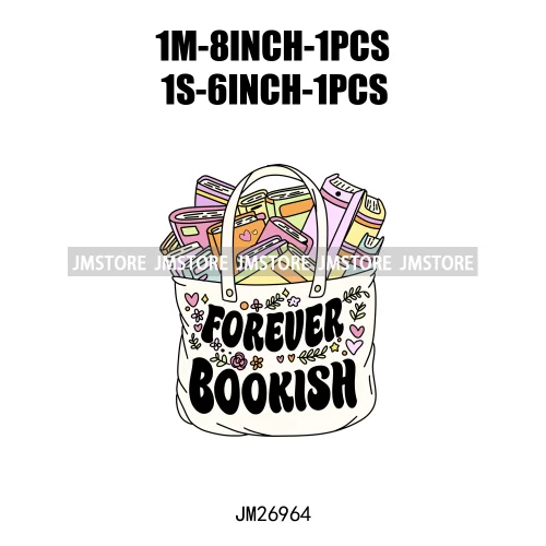 Funny Positive Quotes Forever Bookish Love Books Spicy Iced Coffee DTF Logo Iron On Transfer Stickers Ready To Press For Hoodies