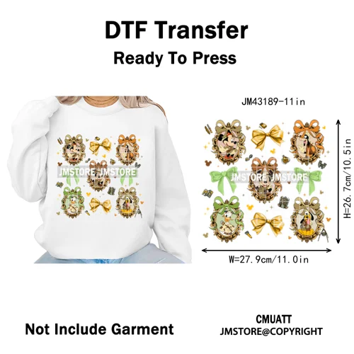 Trendy Girls Mirror Coquette Cartoon Friends Character Trip Holiday Iron on DTF Transfer Stickers Ready to Press for Sweatshirts