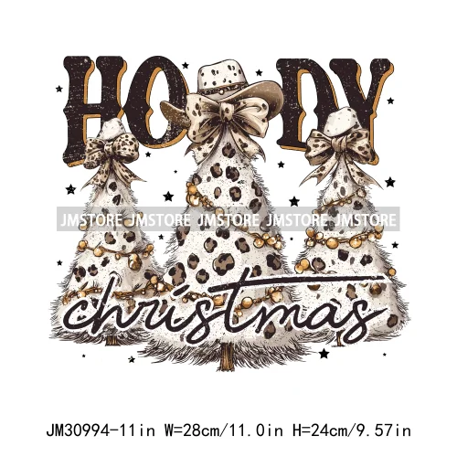 Howdy Christmas Cheer Vibes Coquette Western Country Cowgirl Boots Iron On DTF Transfer Stickers Ready To Press For Clothes Bags