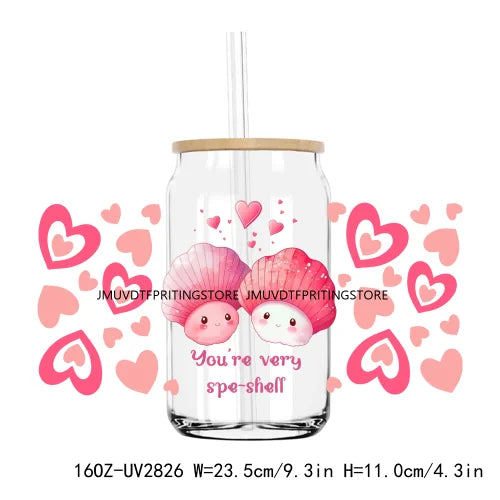 Valentines Teddy Bear With Red Roses UV DTF Sticker For 16OZ Libbey Glass Cup Can Wrap Transfer Sticker Custom Labels DIY Logo