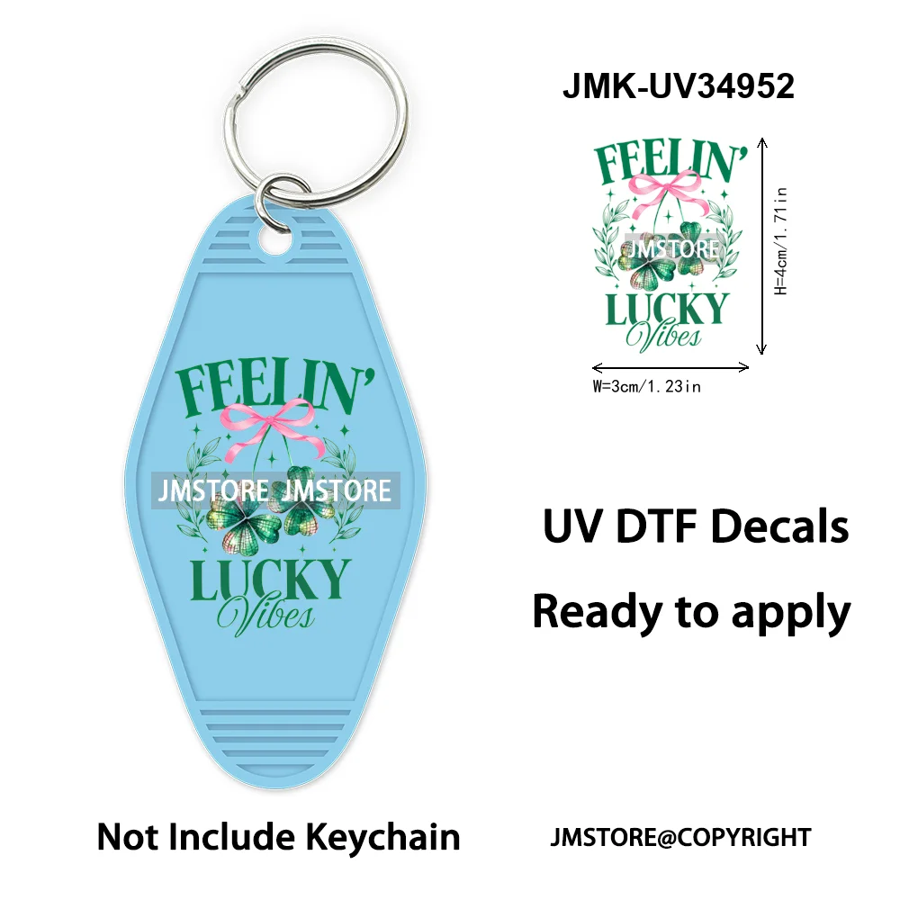 Coquette Green Bow Lucky Mama St Patrick's Day High Quality WaterProof UV DTF Sticker For Motel Hotel Keychain