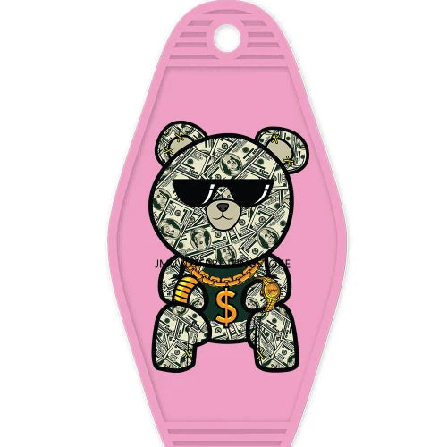 Focus On The Hustle Bear High Quality WaterProof UV DTF Sticker For Motel Hotel Keychain More Money Less Friends