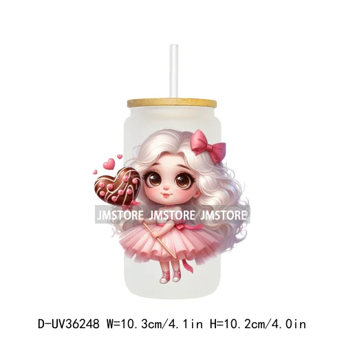 Cute Pink Princess Coquette Bow UV DTF Transfer Stickers Decals Ready To Apply Waterproof For 16OZ Libbey Glass Can Cups Tumbler