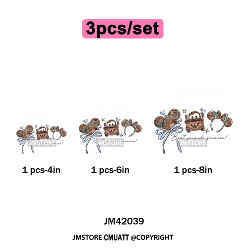 Retro Cartoon Magical Princess Girly Bow Mouse Ears Headbands Iron on DTF Washable Transfers Stickers Ready to Press for Hoodies