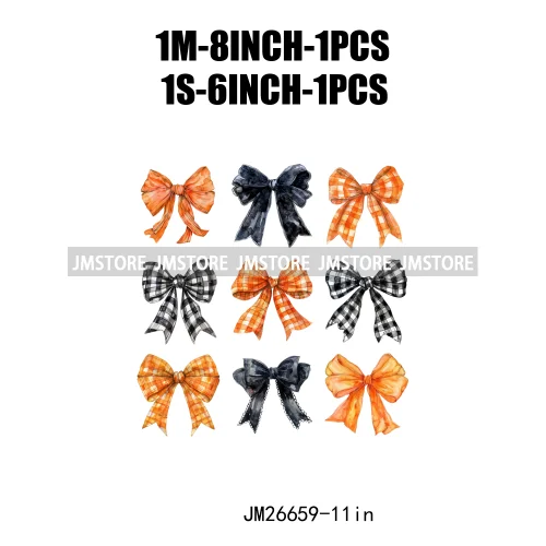 New Halloween Skeleton Ghost Coquette Bow Witch Hats Pumpkin Designs DTF Iron On Transfers Stickers Ready To Press For Hoodies