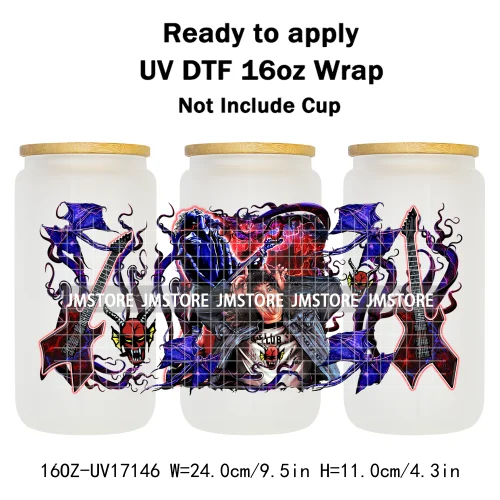 Halloween Horror Movies Mom Messy Bun UV DTF Stickers Ready To Apply Cup Wrap Custom Labels DIY Craft For 16OZ Libbey Can Glass