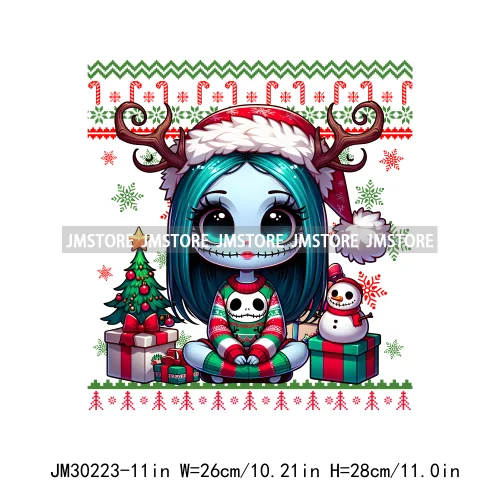 Cartoon Christmas Character Ugly Sweater Friends Deer Winter Holiday Gifts Iron On DTF Heat Press Transfers Stickers For Hoodies