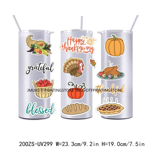 Hello Fall Vibes Cozy Autumn Holiday 20OZ UV DTF Straight Wrap Transfers Stickers Custom Labels DIY Waterproof Logo For Tumbler