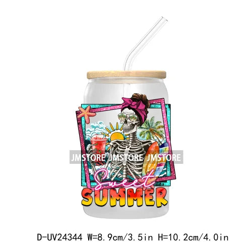 Sweet Summer Time UV DTF Transfer Sticker Decals For Libbey Glass Cold Cups Mugs Tumbler Custom Waterproof DIY Labels Watermelon