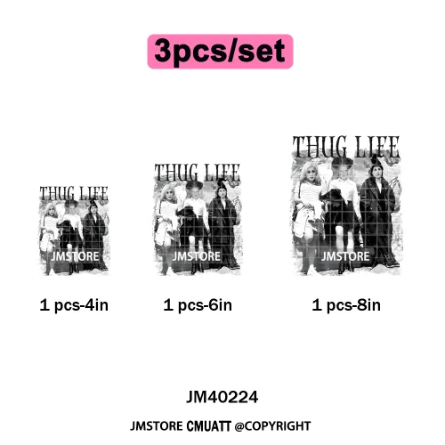 Horror Halloween Movie Witches Social Club Thug Life Coquette Iron on DTF Washable Transfers Stickers Ready to Press for Textile