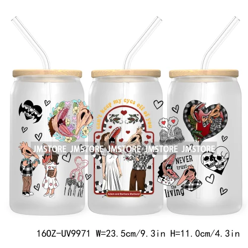 Friends Horror Characters 16OZ UV Cup Wrap DTF Transfer Stickers For Libbey Glass Can Cups Tumbler Happy Horror Movie Killers