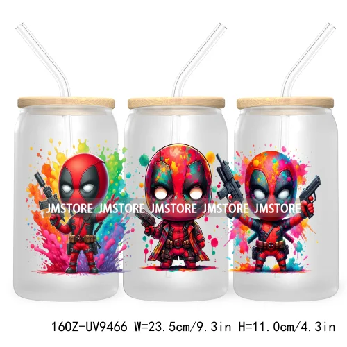 Watercolor Cartoon Halloween Spooky UV DTF Sticker For 16OZ Libbey Glass Cup Can Wrap Transfer Stickers Custom Labels DIY Logo