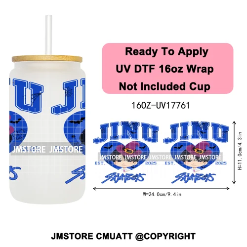 Demon Hunters Kpop Derpy Halloween Mystery Boys UV DTF Stickers Ready To Apply Cup Wrap High Quality For 16OZ Libbey Can Glass