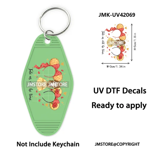 Coquette Bow Magical Mouse Cartoon UV DTF Motel Keychain Decal Ready To Ship Durable Transfer Stickers Prints For Hotel Keychain