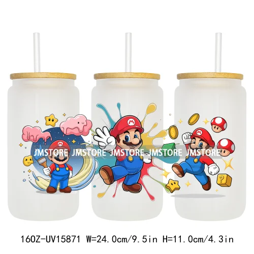 Retro Game Super Hero Princess UV DTF Cup Wraps Ready To Apply Waterproof Transfer Stickers For 16OZ Libbey Glass Can Tumbler