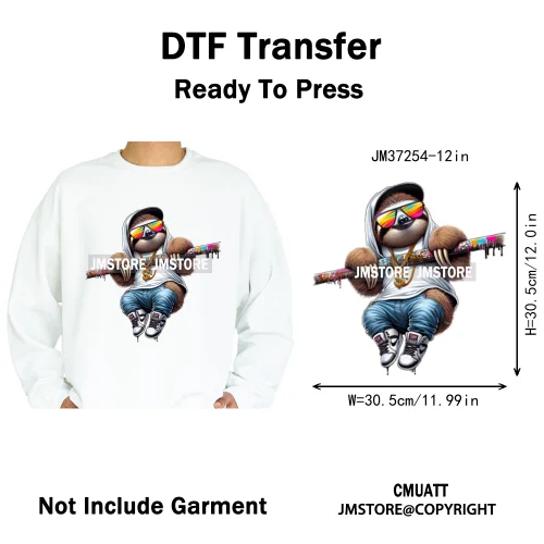 12in Cool Jungle King Beats Graffiti Hip Hop Animals Lover Iron on DTF Thermal Transfers Stickers Ready to Press for T-shirts