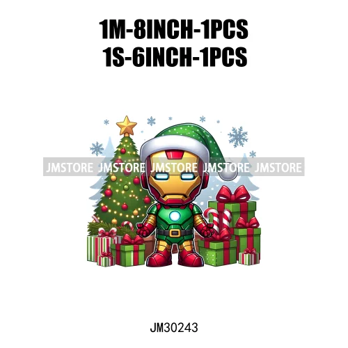 Christmas Cartoon Animal Characters Snow Holiday Santa Tree Gifts Iron On DTF Transfers Stickers Ready To Press For Sweatshirts