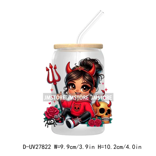 Halloween Latina Hispanic Girl UV DTF Transfer Stickers Decals For Libbey Cold Cup Mug Tumbler Waterproof Craft Sugar Skull Rose