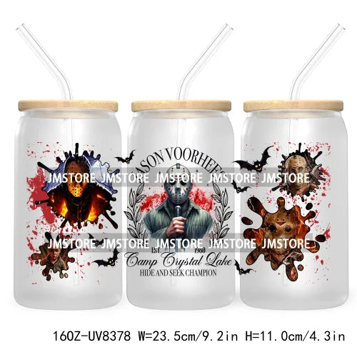 Spooky Vibes Coffee 16OZ UV DTF Cup Wrap Transfers Stickers Custom Labels Durable Waterproof Logo For Libbey Glass Can Halloween