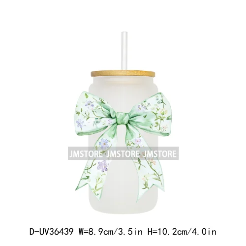 Colorful Bow Ribbon Bridal Birthday UV Sticker Decals For Libbey Cold Cups Mugs Tumbler Transfer Stickers Waterproof DIY Prints