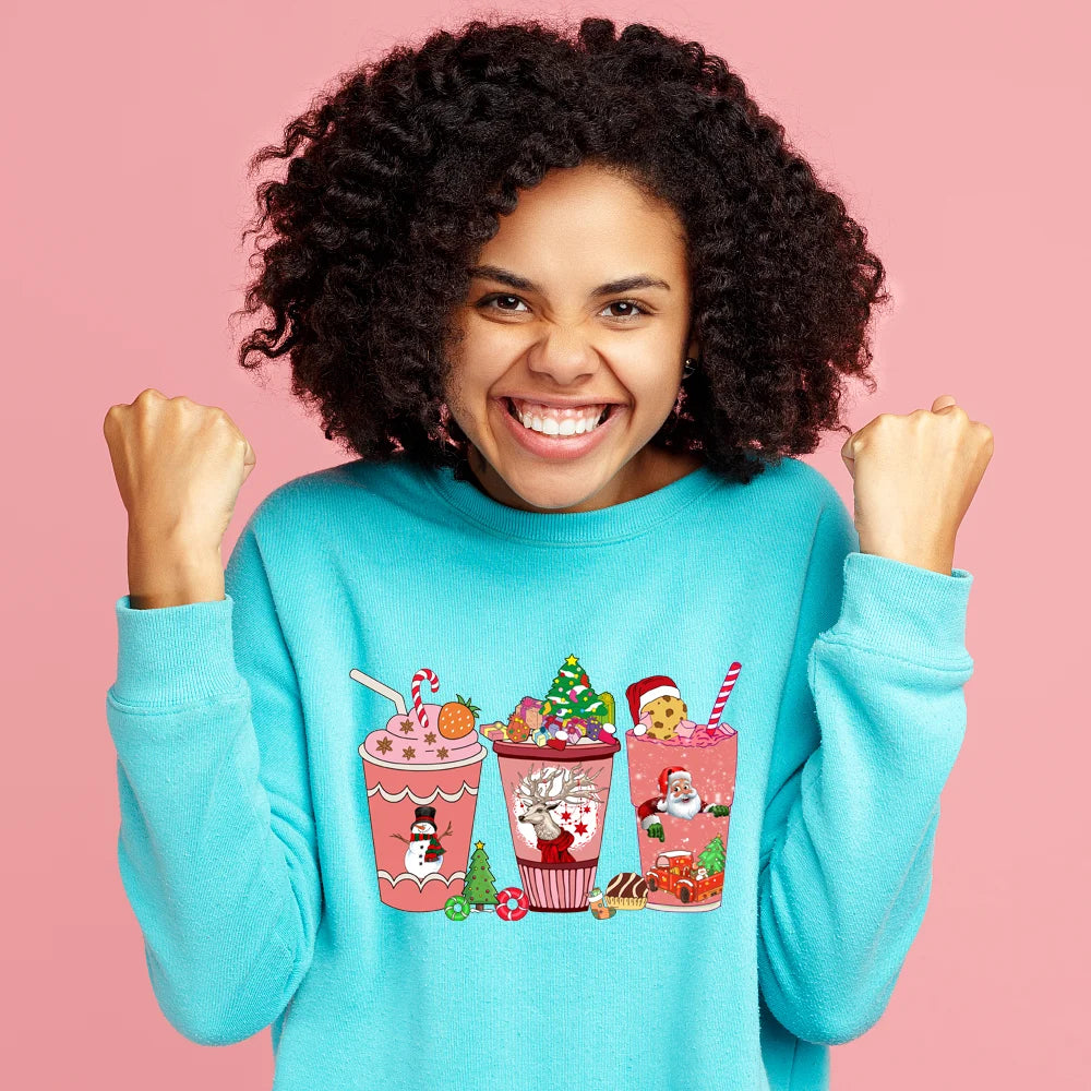 Cute Cartoon Blue Dog Family Character Merry Christmas Vibes Decals Iron On DTF Transfers Stickers Ready To Press For Sweatshirt