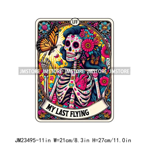 Snarky Funny Tarot Card Woman Sarcastic Skeleton Mother Witchy Vibes Skull Mama DTF Logos Transfer Stickers For Clothing