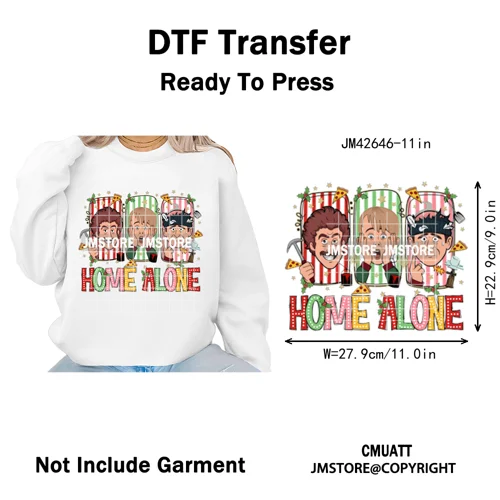 Retro Coquette Bows Holiday Christmas Movie Cartoon Kids Lover Iron on DTF Washable Transfer Stickers Ready to Press for Garment