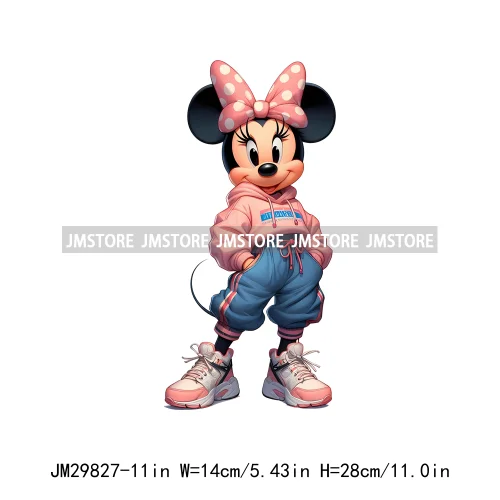 Cute Cartoon Streetwear Animal Girl Characters Thermal Decals Iron On DTF Transfers Stickers Ready To Press For Hoodies