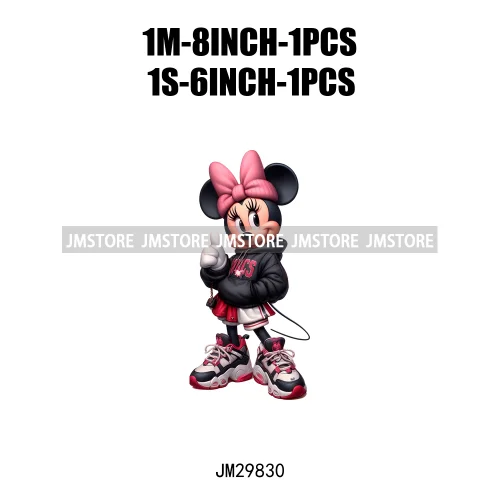 Cute Cartoon Streetwear Animal Girl Characters Thermal Decals Iron On DTF Transfers Stickers Ready To Press For Hoodies