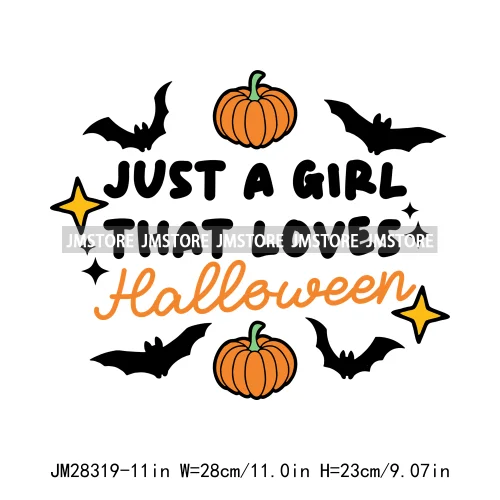 Just A Girl That Loves Halloween Howdy Boot Ghosting Spooky Season Logo Iron On DTF Transfer Stickers Ready To Press For Clothes