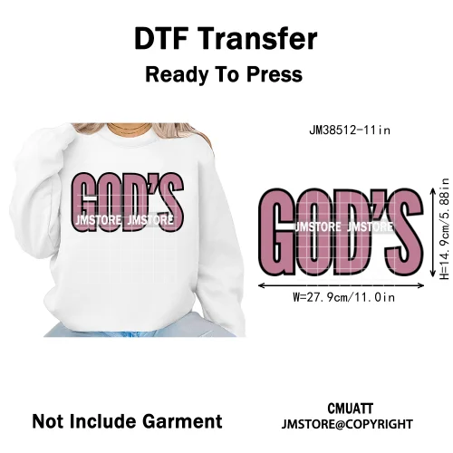 Inspirational God Faith Quotes Good Vibes Blessed Logos Iron on DTF Washable Transfers Stickers Ready to Press for T-shirts Bags
